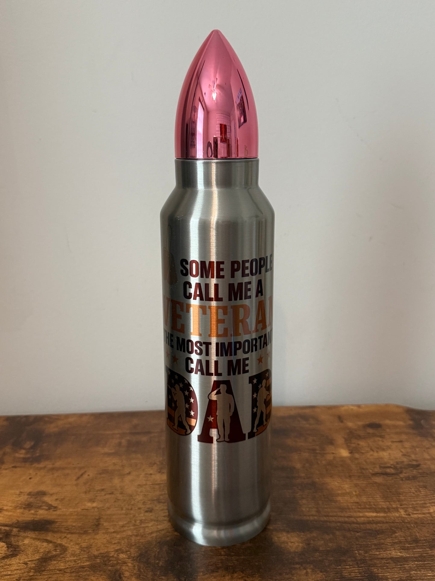 Veteran Dad | 32oz Bullet Tumbler with Pink Lid ๐บ๐ธ๐๏ธ
