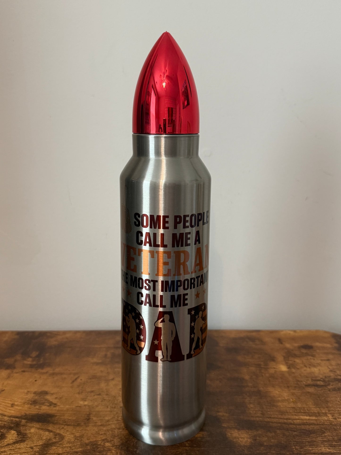 Veteran Dad | 32oz Bullet Tumbler with Pink Lid ๐บ๐ธ๐๏ธ