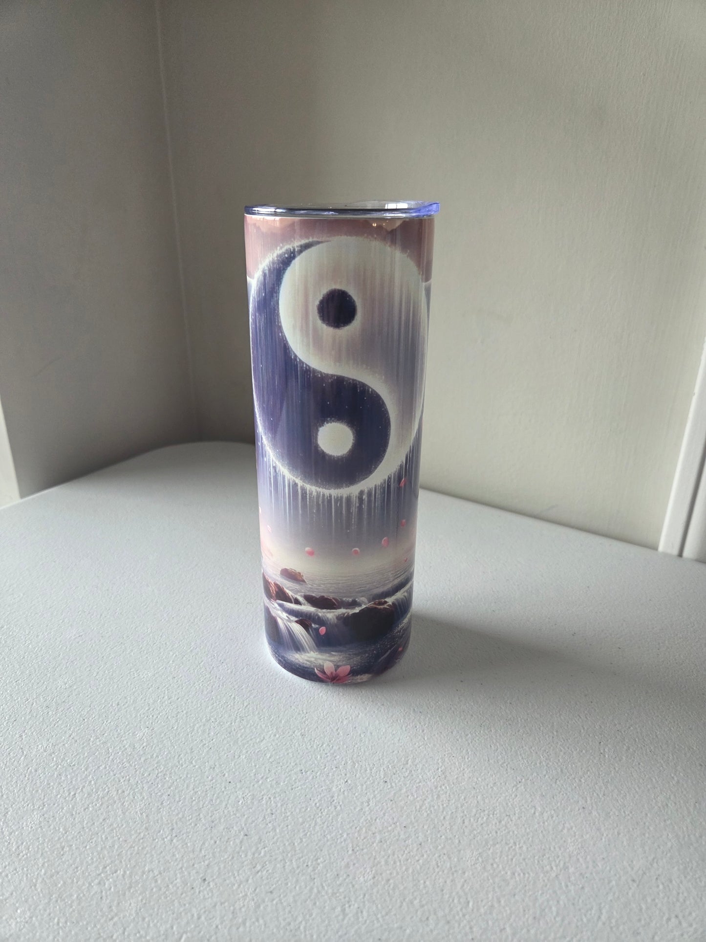 Yin Yang Cherry Blossom Tumbler 20oz (With Straw)