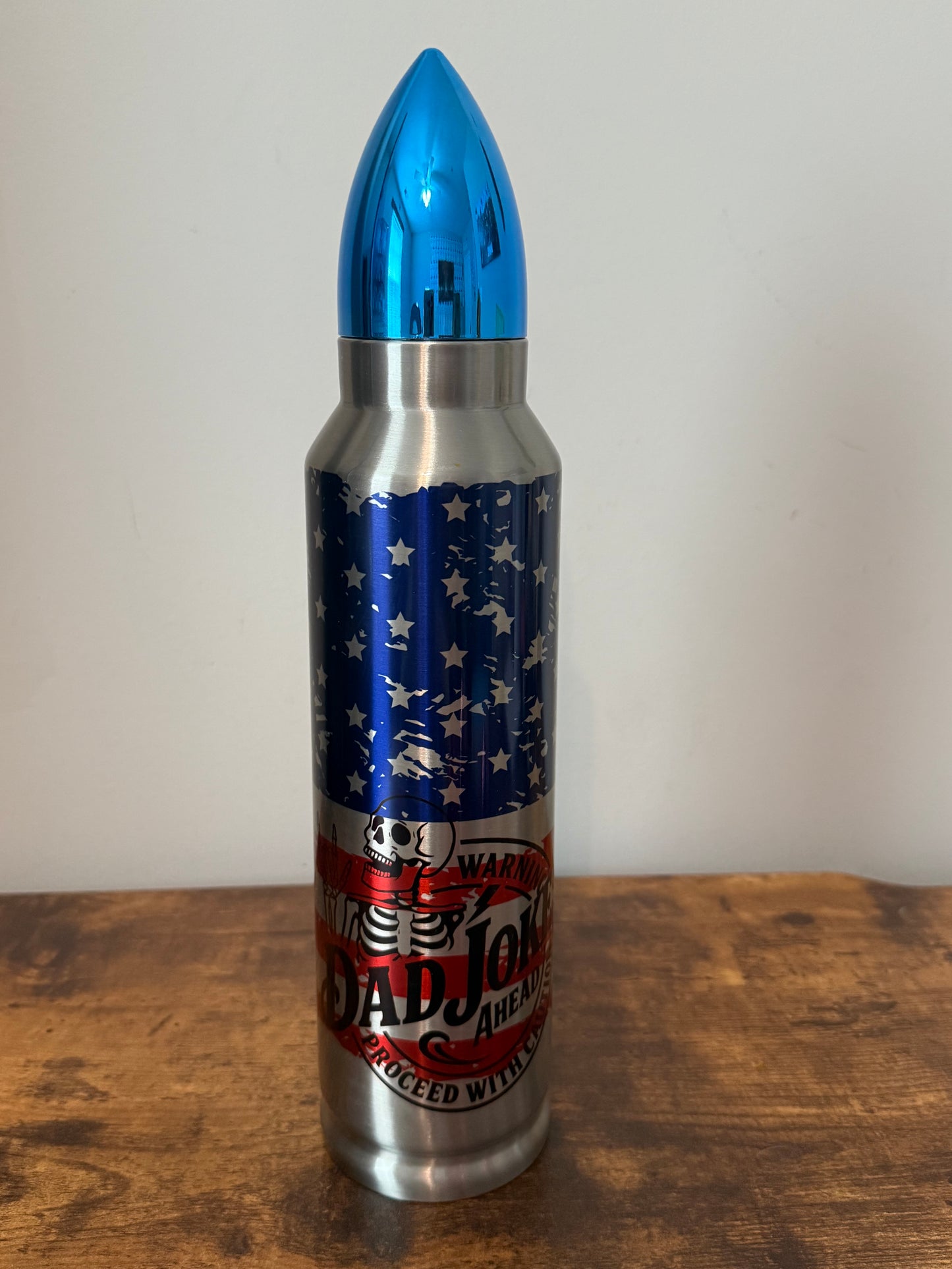 💀⚠️ Dad Jokes Ahead | 32oz Bullet Tumbler – Stars & Stripes Edition 🇺🇸🤣