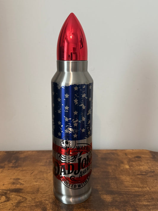 💀⚠️ Dad Jokes Ahead | 32oz Bullet Tumbler – Stars & Stripes Edition 🇺🇸🤣