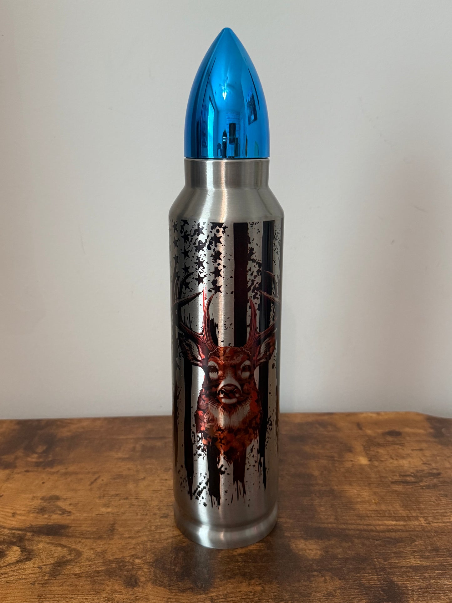 🦌🎯🇺🇸 Buck Wild Freedom | 32oz Bullet Tumbler – Red Lid Edition 🦌🎯🇺🇸