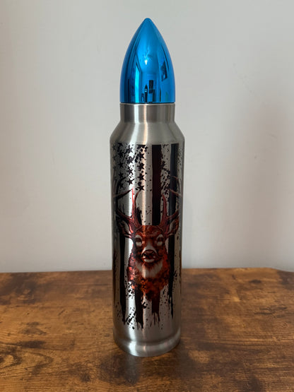 🦌🎯🇺🇸 Buck Wild Freedom | 32oz Bullet Tumbler – Red Lid Edition 🦌🎯🇺🇸