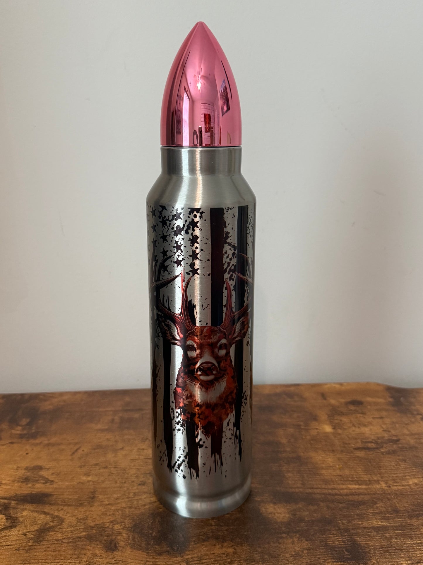 🦌🎯🇺🇸 Buck Wild Freedom | 32oz Bullet Tumbler – Red Lid Edition 🦌🎯🇺🇸