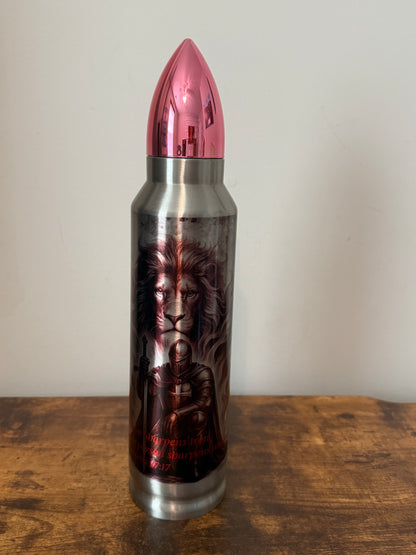 🛡️ Iron Sharpens Iron | 32oz Bullet Tumbler – Lionheart Edition 🦁⚔️
