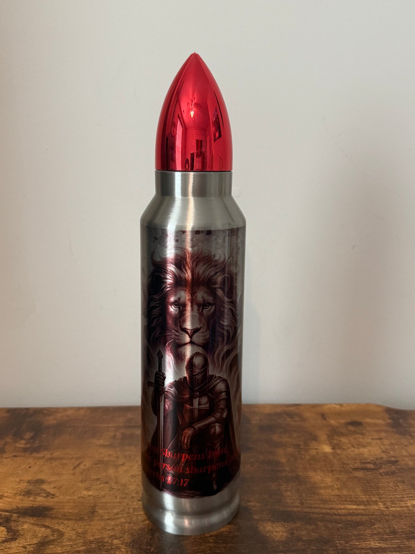 🛡️ Iron Sharpens Iron | 32oz Bullet Tumbler – Lionheart Edition 🦁⚔️