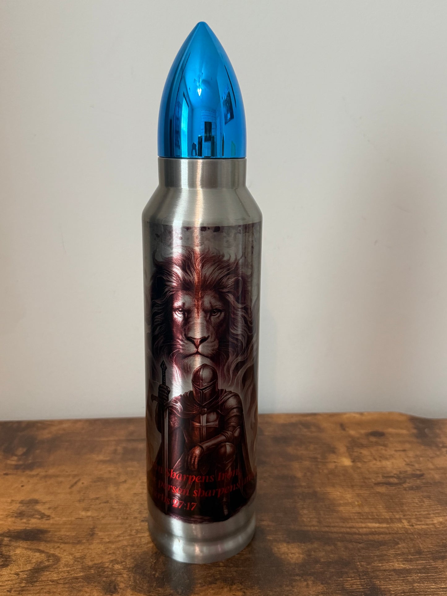 🛡️ Iron Sharpens Iron | 32oz Bullet Tumbler – Lionheart Edition 🦁⚔️