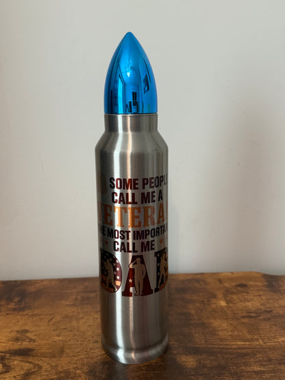 Veteran Dad | 32oz Bullet Tumbler with Pink Lid 🇺🇸🎖️