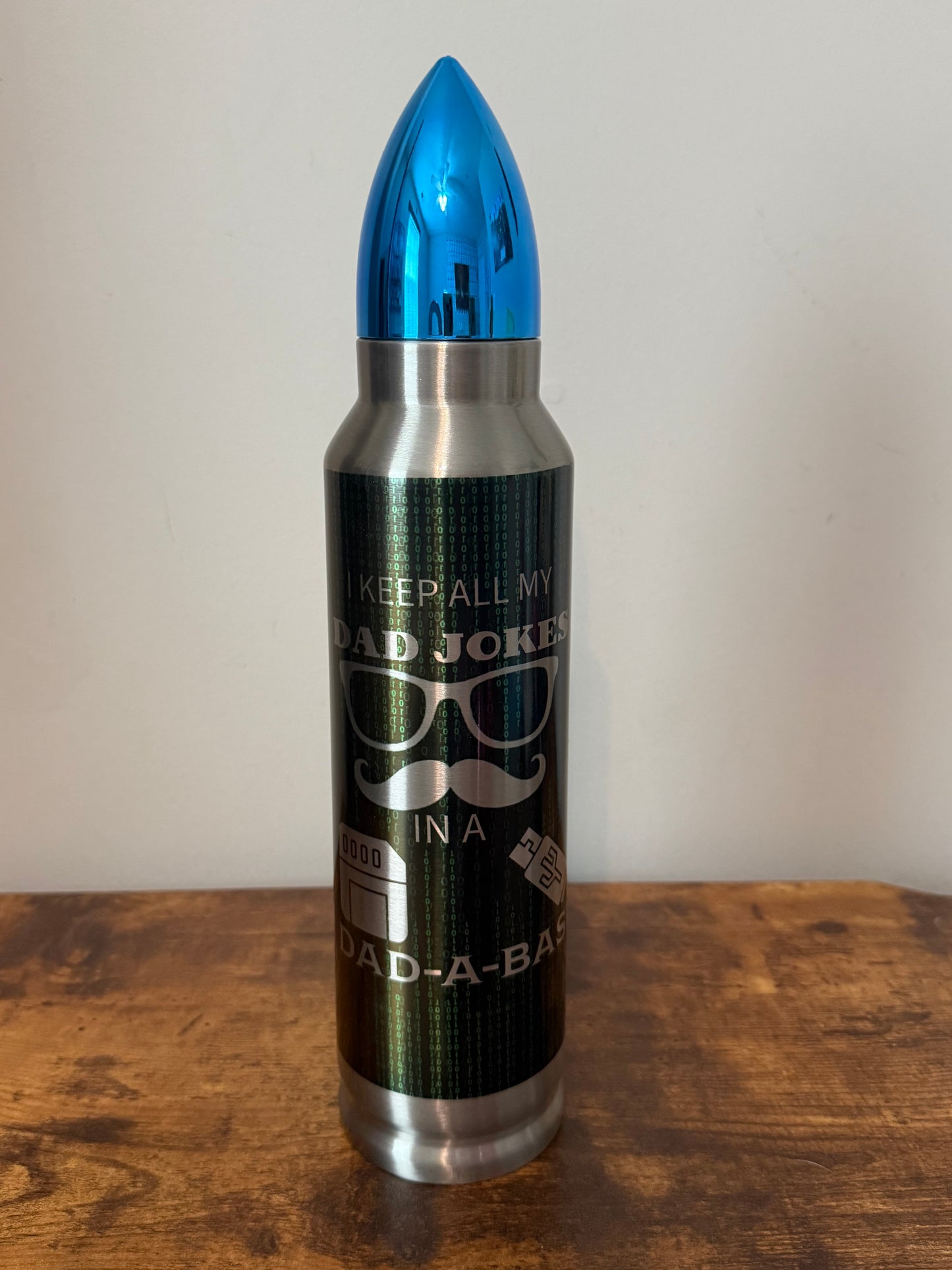 💾 Dad-A-Base | 32oz Bullet Tumbler – Tech Dad Edition 🤓🧔‍♂️