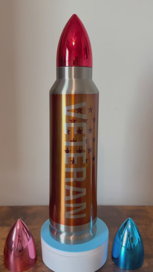 ⭐ VETERAN Bold | 32oz Bullet Tumbler – Star Spangled Edition ✨🎖️