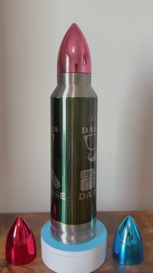 💾 Dad-A-Base | 32oz Bullet Tumbler – Tech Dad Edition 🤓🧔‍♂️